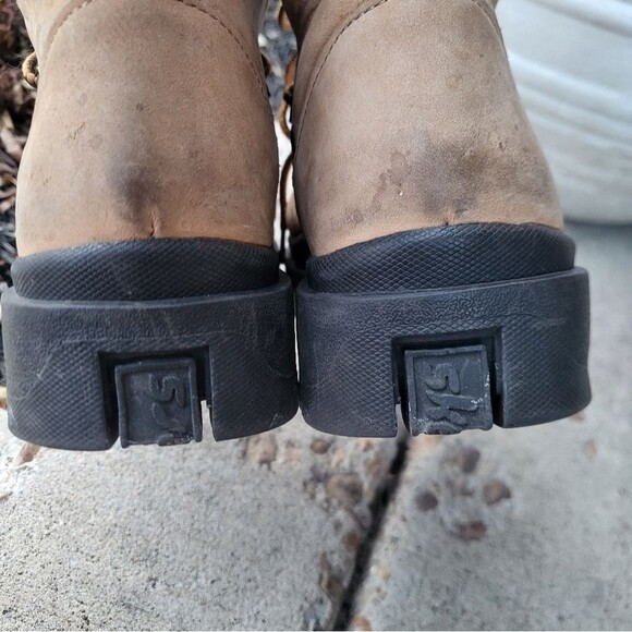 Vintage 90s Chunky Skechers Womens Boots Platform Tan Leather Lace Fur Y2K Sz 7 - Picture 12 of 12